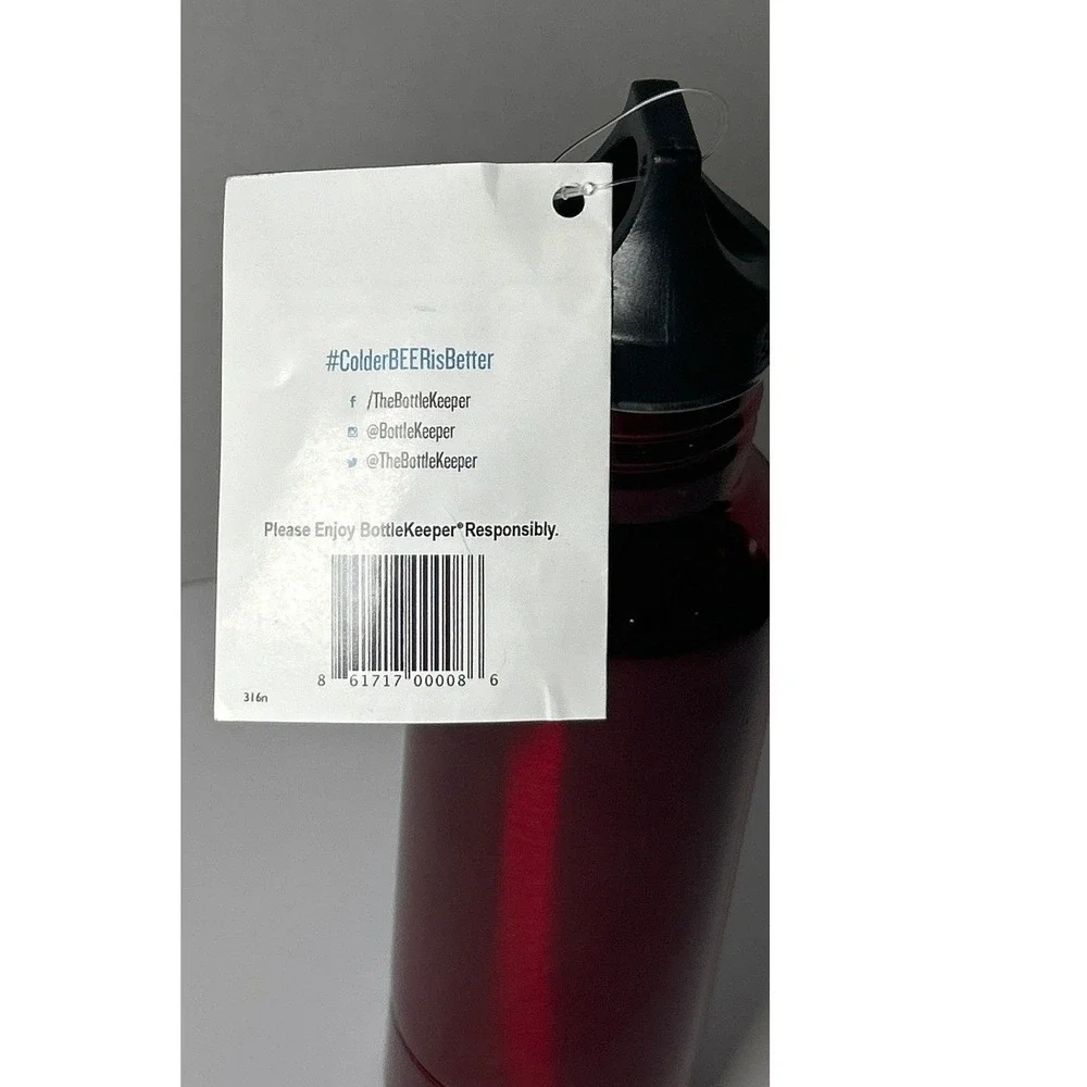 BottleKeeper Insulated‎ Beer Bottle Holder Stainless Steel Red Neoprene NWT 12oz